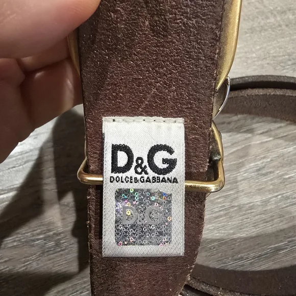 Dolce & Gabbana Brown Leather Belt with Gold and Silver Logo Buckle - Picture 2 of 7
